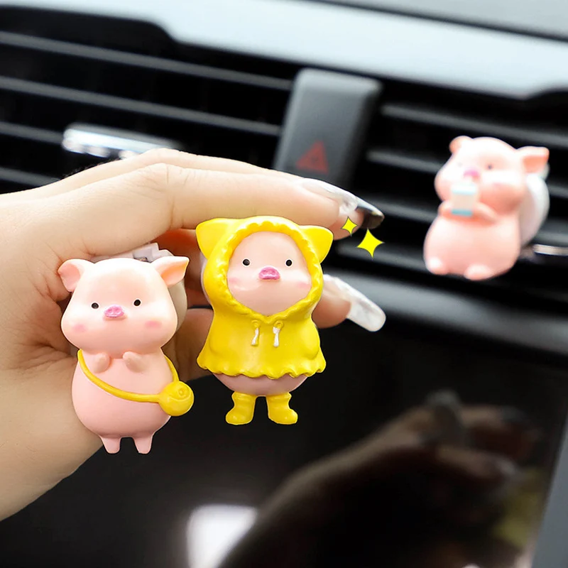 1pc Cute Pig Car Air Freshener Air Conditioning Outlet Decoration Car Accessories Interior Car Aromatherapy Clip Perfume Clip