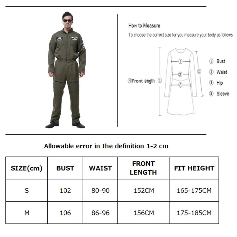 Adult Flight Pilot Costume Men Air Force Costumes Cosplay Uniform Children Halloween ArmyGreen Soldier Cosplay