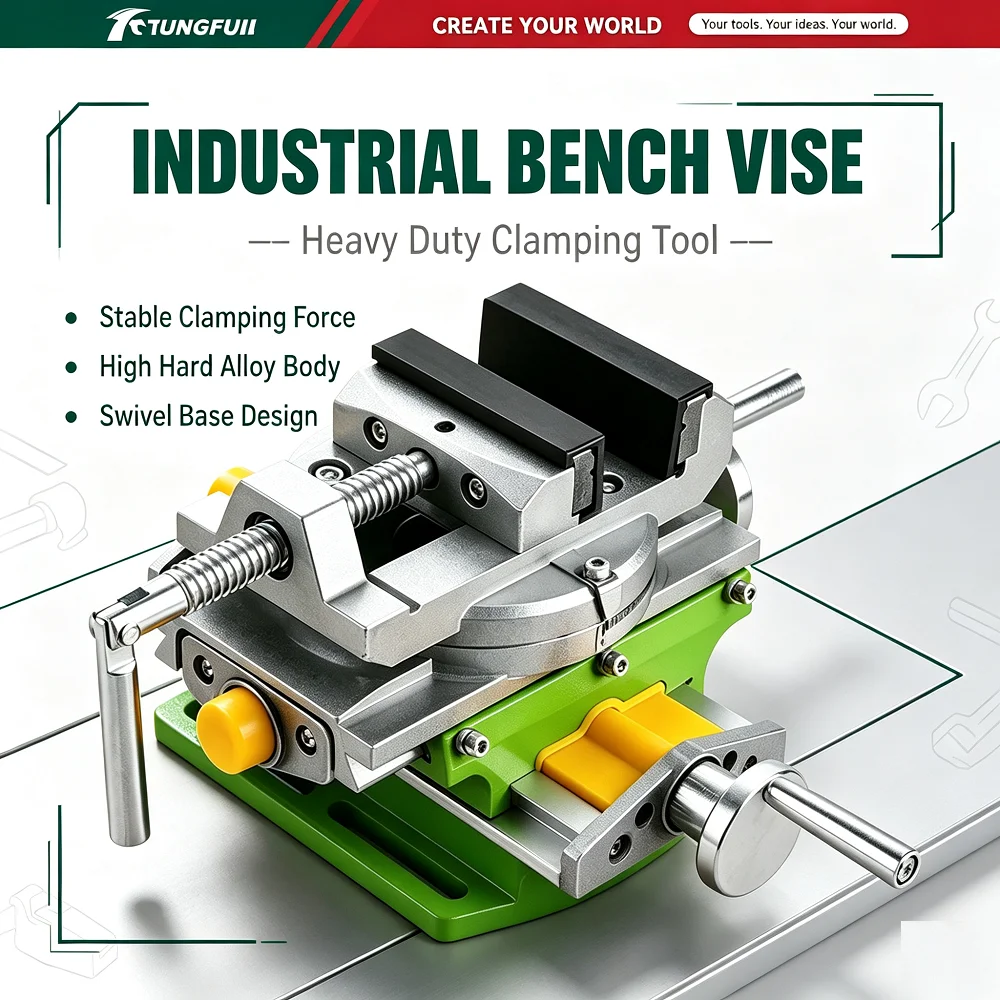 TUNGFULL 90 Degree Rotatable Cross Slide Vise Precision Compound Worktable Bench Vice For Drill Milling Machine Machining