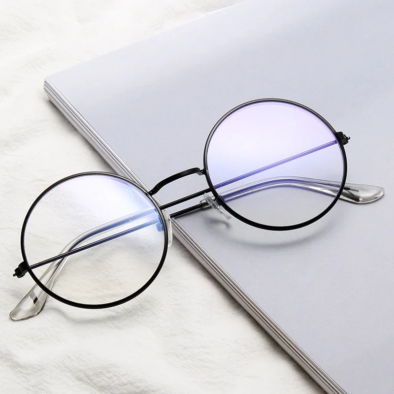 Vintage Round Glasses Clear Lens Fashion Gold Round Metal Frame Glasses Optical Men Women Eyeglass Frame Fake Glasses