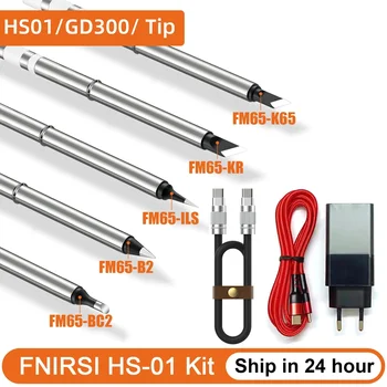 FNIRSI-substituição ponta do ferro de solda, aquecimento rápido, acessórios da estação, GVDA, GD300, SH72, adaptador 65W, HS-01
