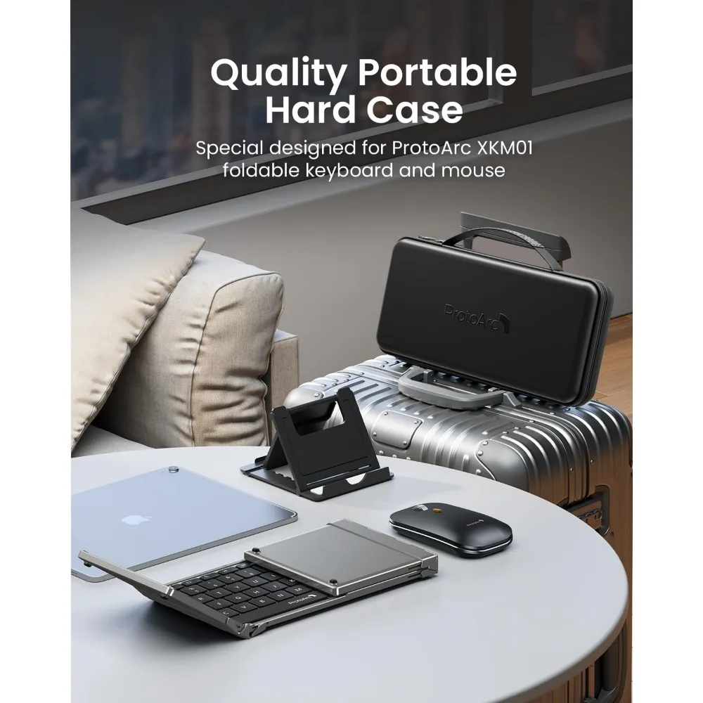Travel 105-Key Foldable Keyboard & Slim Mouse Combo - Gray, Carry Case, Multi-Device Bluetooth & 2.4G Connectivity