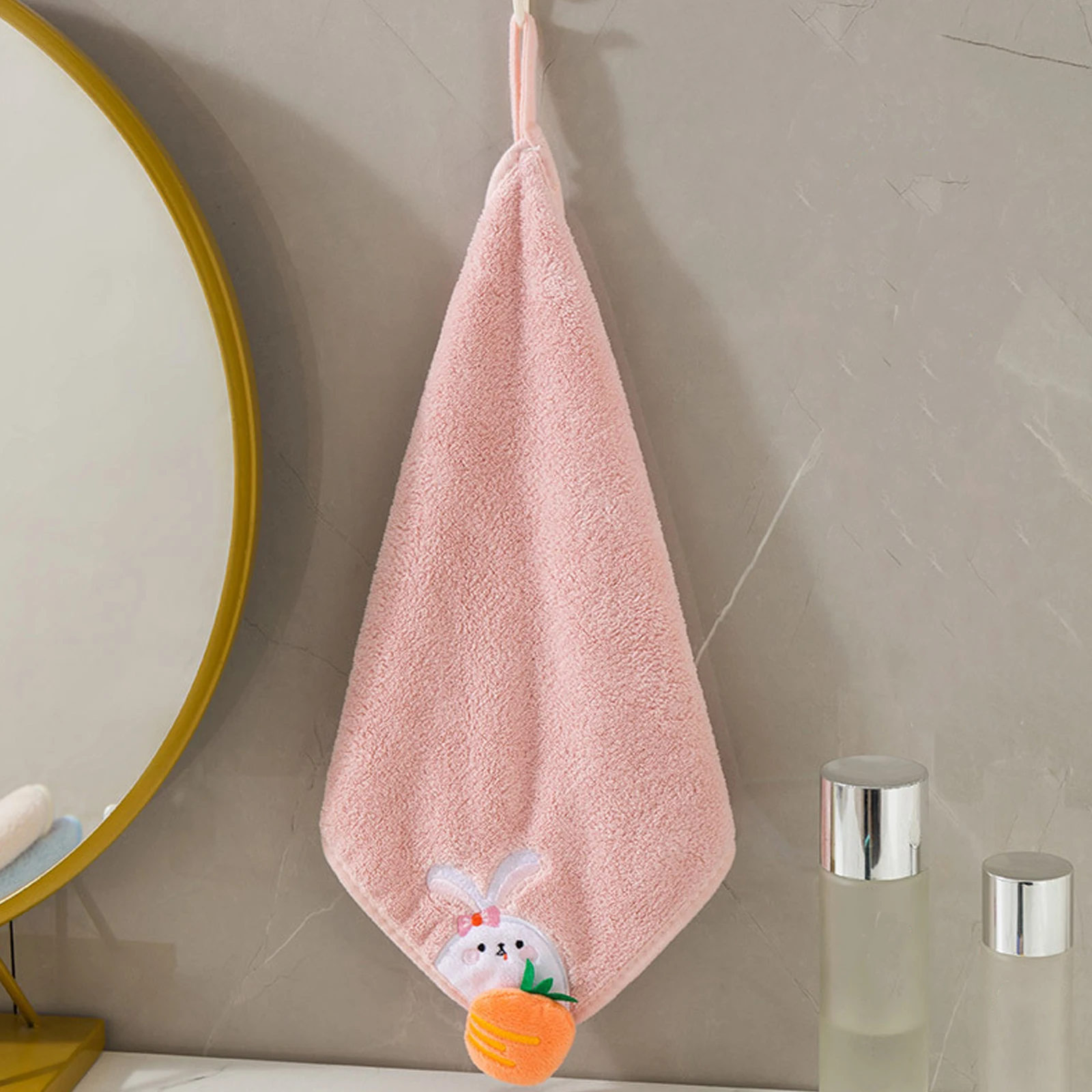 

2pcs Coral Velvet H Towels 30x30cm Gentle Beige Hanging Absorbent Kitchen Bathroom Decorative Microfiber