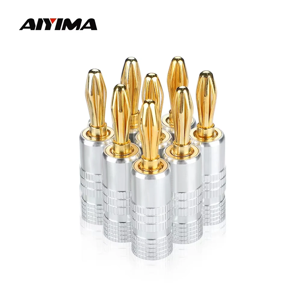4 MM Bananenstecker Reines Kupfer Vergoldet Schraube Jack Anschlüsse Audio Laterne Bananenkopf Für Power Verstärker Sound Lautsprecher 8 Stücke
