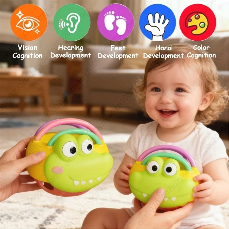 ลูกบอลจับไดโนเสาร์หลากสีสัน - วัสดุ ABS ปลอดภัยสำหรับเด็กเล็ก เสียงเขย่ามือ ของขวัญทนทานสำหรับอาบน้ำในวันเกิด วันคริสต์มาส