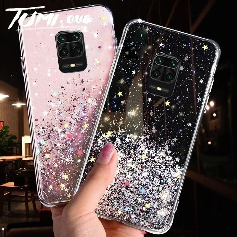 Transparent Bling Glitter Case For Xiaomi Redmi Note 9S 9 S Case Soft Clear Shining Sequin Back Cover For Redmi Note 9 Pro Case