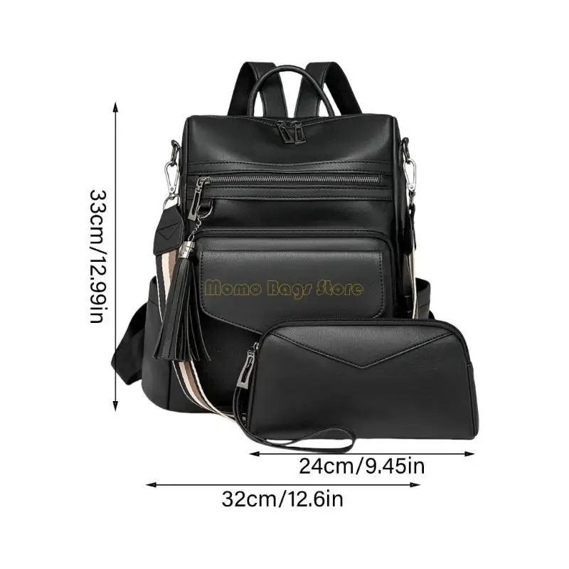 X90D PU кожаный рюкзак для школьной сумки ретро рюкзак с мешками для кисточки