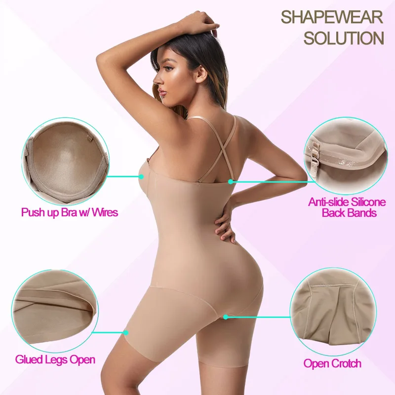 Bodysuit Shapewear Women Built-in Push Up Bra Shaper Butt Lifter Reductive Girdle Waist Trainer Flat Belly Slimming Sheath Fajas