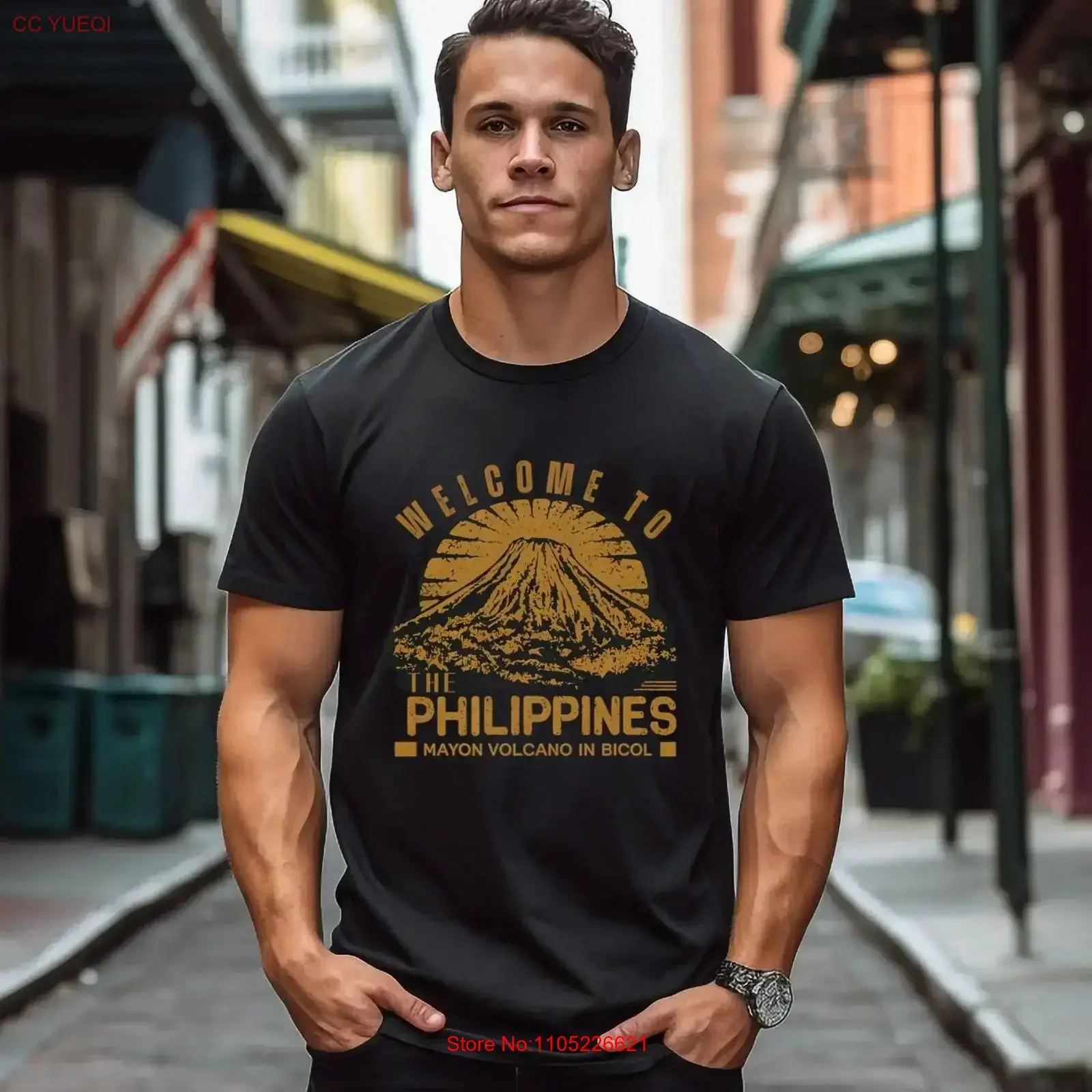 Camiseta de bienvenida a Filipinas con diseño del Volcán Mayon, camiseta filipina del sudeste asiático, regalo vintage con diseño de Pinoy, Pinay, Filipina, Tagalog, con efecto lavado.
