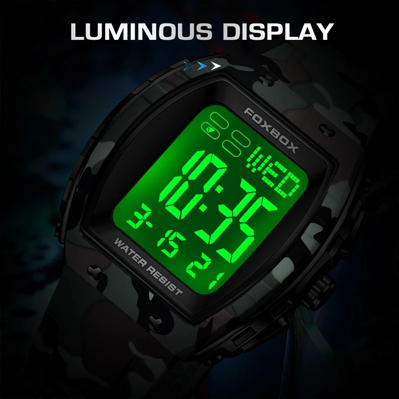 

FOXBOX New Fashion Mens Watch Sports Digital Luxury Watches Men Casual Waterproof Luminous Date Military Wristwatch reloj hombre