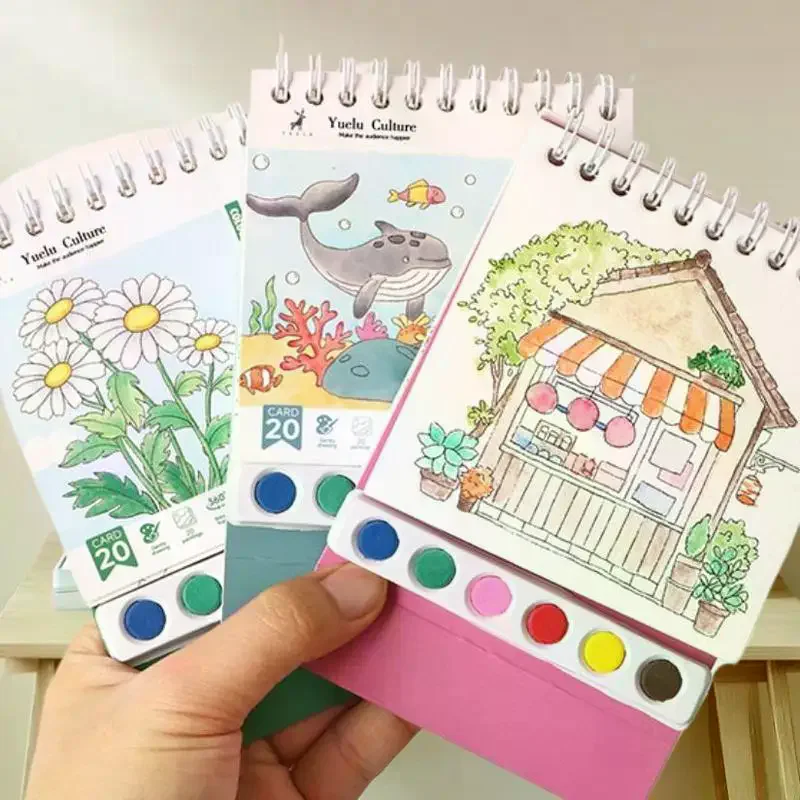 

Рабочая тетрадь для акварельной живописи своими руками; Встроенная краска и автономный настольный декор - набор для рукоделия