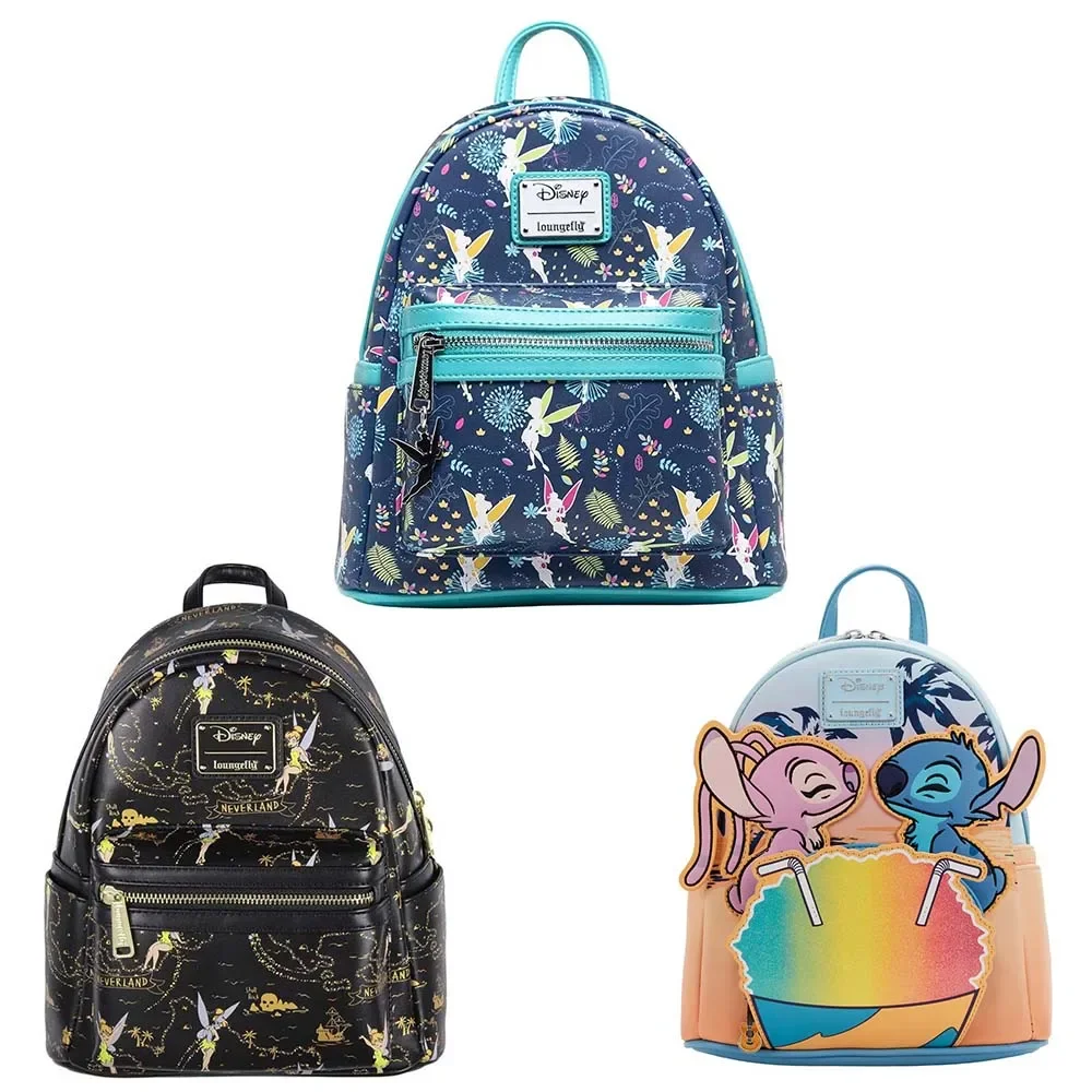 Disney Tinkerbell Glow in The Dark Allover Print Backpack Stitch Lady Bags Sequin Minnie Schoolbag Handbag for Girls