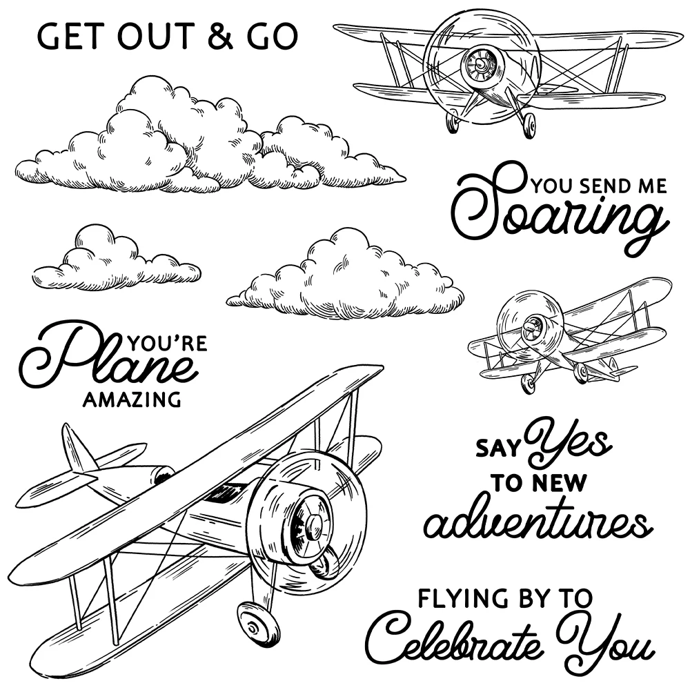 Mangocraft Sky Clouds And Airplanes Cutting Dies Clear Stamp DIY Scrapbooking Metal Dies Silicone Stamp For Cards Albums Decor