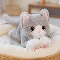 45cm  INS Like Real Prone Cat Plush Doll Stuffed Pure Colors Grey White Yellow Kitten Toy Pets Animal  Gift