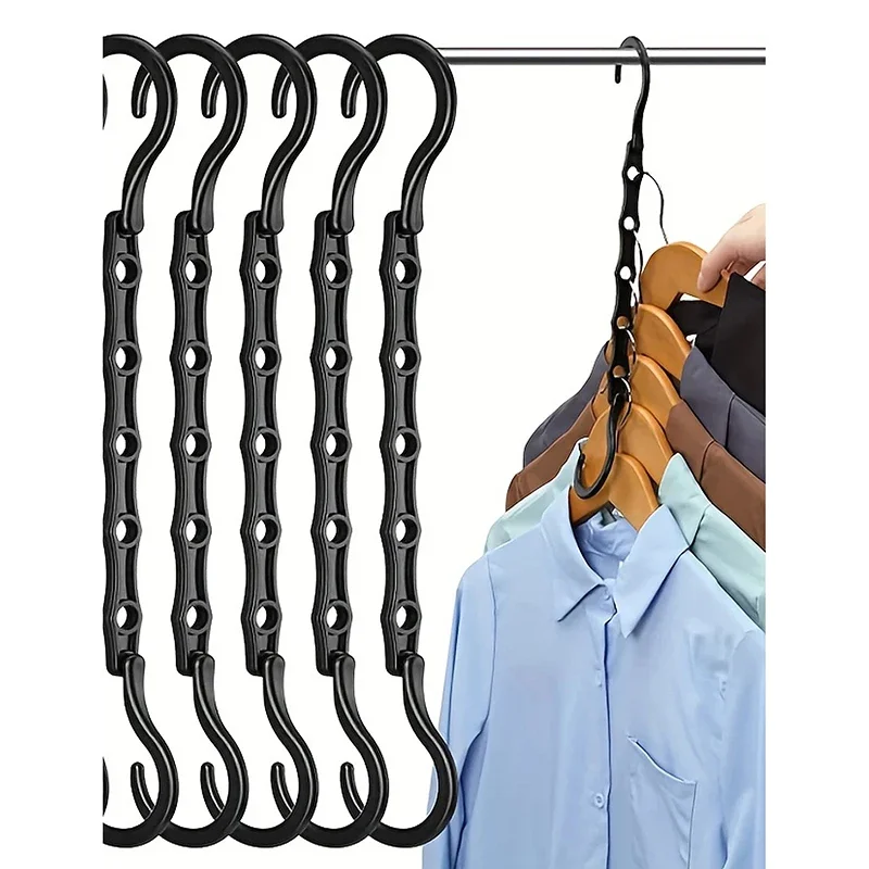 Space Saving Storage Hangers Multifunction Plastic Clothes Racks Rotary Organizer Hangers 5 Hole Magic Closet Wardrobe Organizer