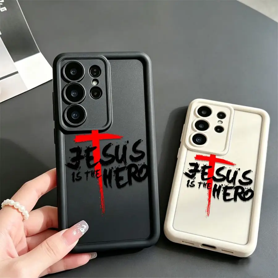 Phone Cover Case for Samsung Galaxy S26 Ultra S21 S25 Edge S23 FE S24Ultra S22 S20FE S25 S24 Plus Creative Red Cross Jesus