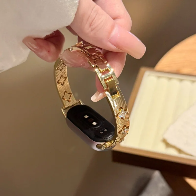 Diamond studded metal bracelet suitable for watch straps Xiaomi Band 8Pro/9Pro，For Mi band 3/4/5/6/7，8/8NFC/9/9NFC/10/10NFC，For