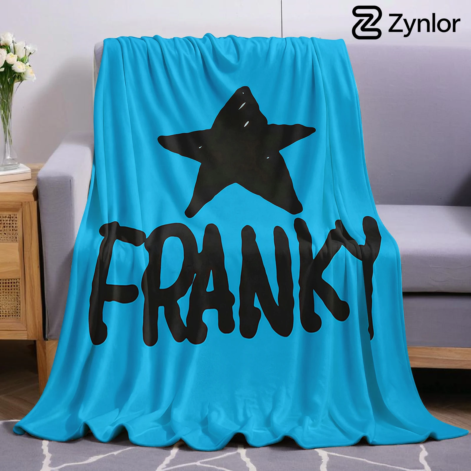 Blue Star Franky Halloween Flannel Fleece Blanket Fluffy Warm Cozy Throw for Sofa Bedroom Home Holiday Decoration Gift