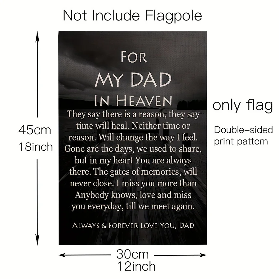 1pc, for My Dad in Heaven Memorial Garden Flag 12x18 Garden Flag, Small Burlap Commemorate Garden Yard Flags Cemetery Decorations for Grave Outdoor (ONLY FLAG)