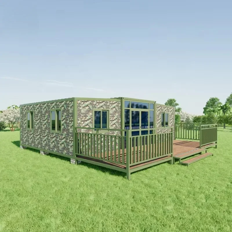 

2025 Hot Prefab Cabin Soundproof 20ft 40ft Camo Container House Expandable Container House Highly Hidden Field Use