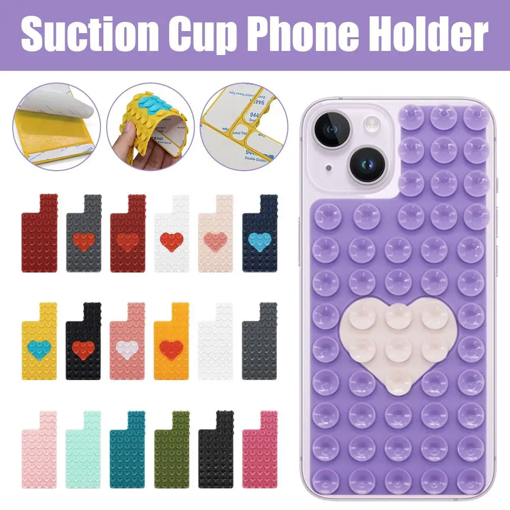 Suction Cup Phone Holder Mobile Phone Stand Single-sided Glue Multi-functional Phone Mobile Two-color Stand Silicone Love S E0U3