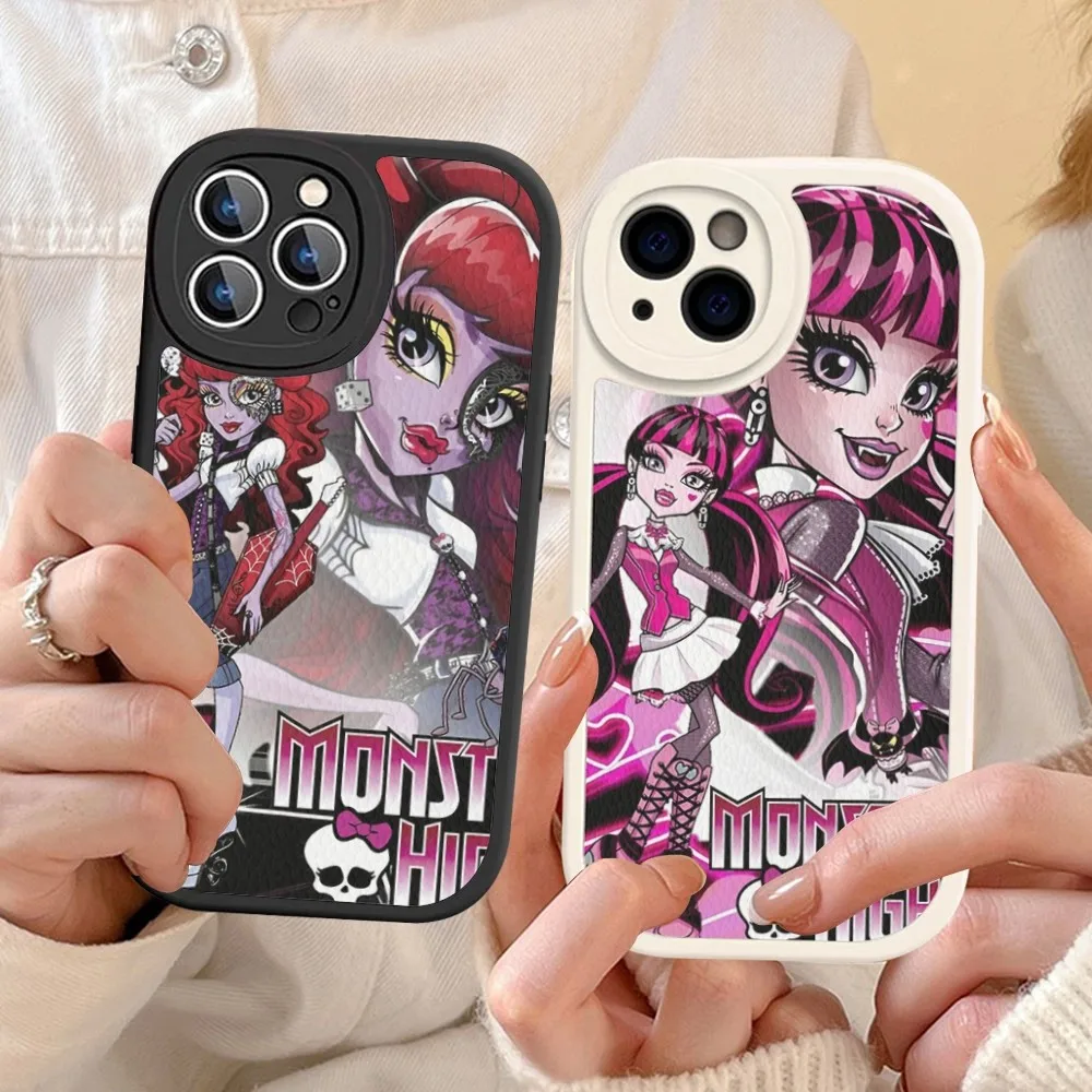 M-Monsters H-High S-School Girl Phone Case Hard Leather For iPhone 14 13 12 Mini 11 14 Pro Max Xs X Xr 7 8 Plus Fundas