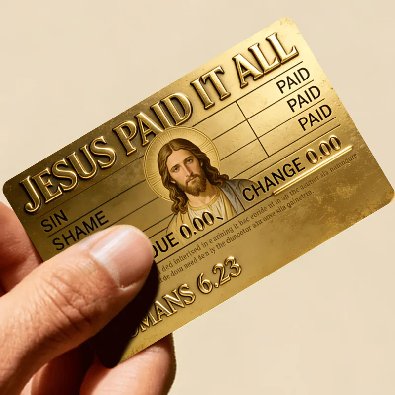 Jésus a payé tout cela - Carte décorative en PVC Romains - Insert de portefeuille avec verset biblique sur la foi chrétienne - Pas un autocollant