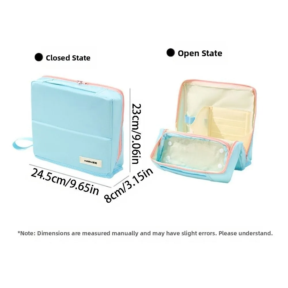 Borsa per trucco verticale di grande capacità Borsa portaoggetti per la cura della pelle standabile multiscomparto portatile divisoria