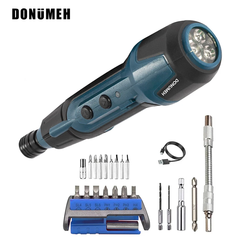 

3.6V Cordless Electric Screwdriver Mini Drill Power Tool USB Rechargeable Multifucntion Manual And Automatic Double LED Light