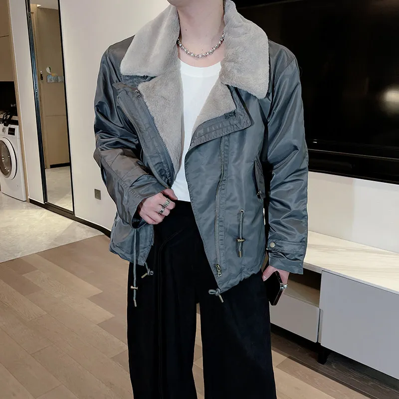 Men's 2025 Autumn Winter New Retro Detachable Faux Two-Piece Warm Jackets Men's High-End Parkas Thickened Faux Fur Collar Parkas