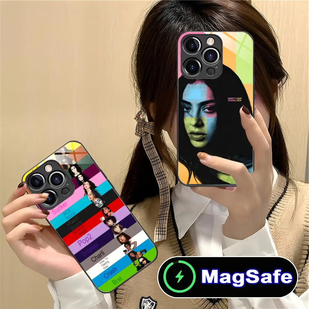 

Милый чехол для телефона с Чарли Кэй Си-Кс для iPhone 17 16 15 14 13 12 11 Air Pro Max Plus Mini, стеклянный, цветной, с MagSafe, класса люкс
