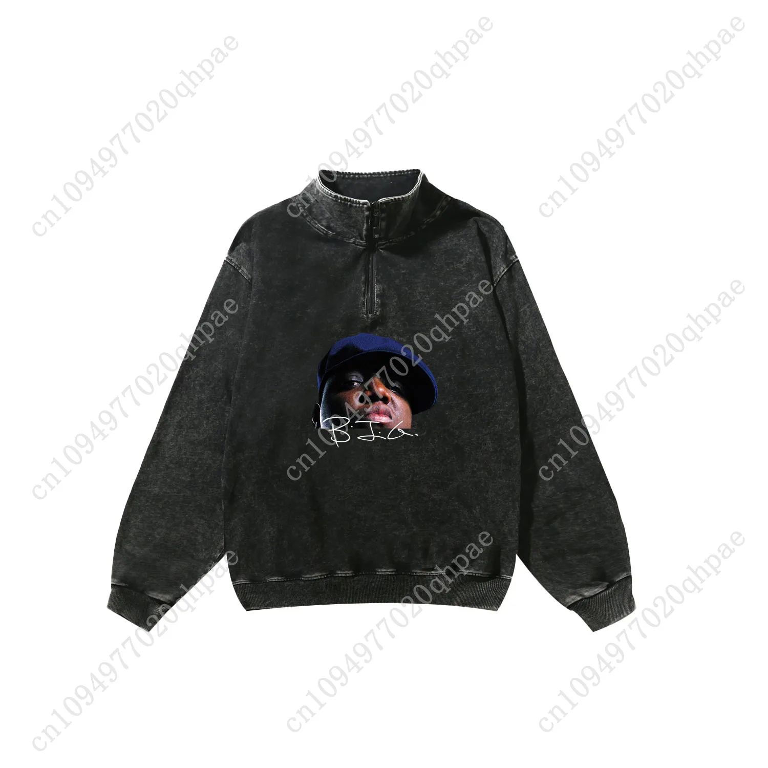 The Notorious B.I.G Retro Sweatshirt Man Woman Teenager Pullover Half Zipper Sweat Shirt Photo Custom Made Tops Sleeved Tshirt