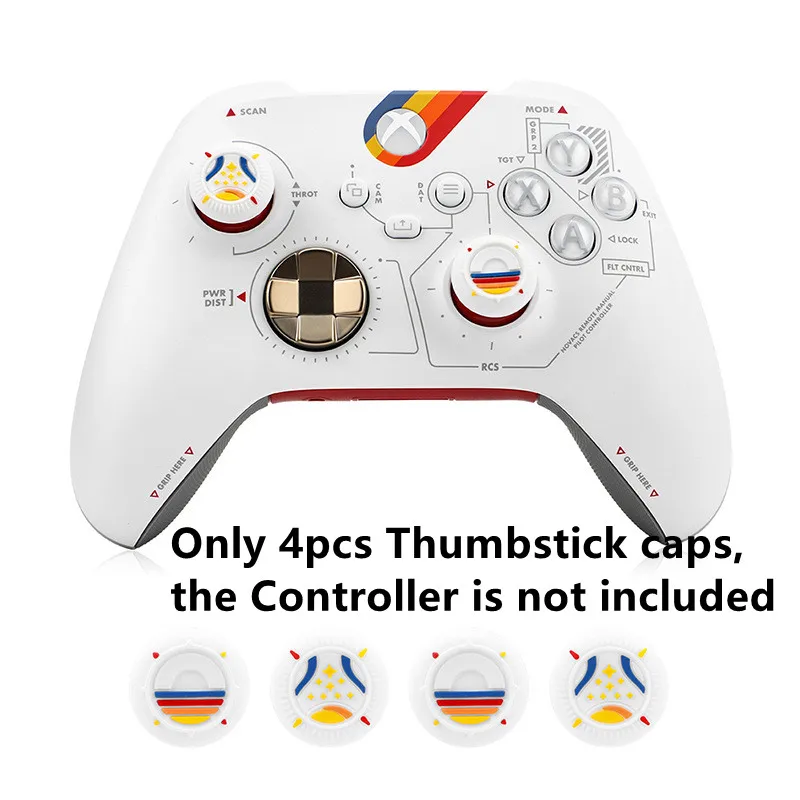 4pcs Star Theme Thumb Grip Joystick Caps Anti-slip Thumbstick Cover Soft Silicone Analog Stick Mushroom For PS5 PS4 Xbox One