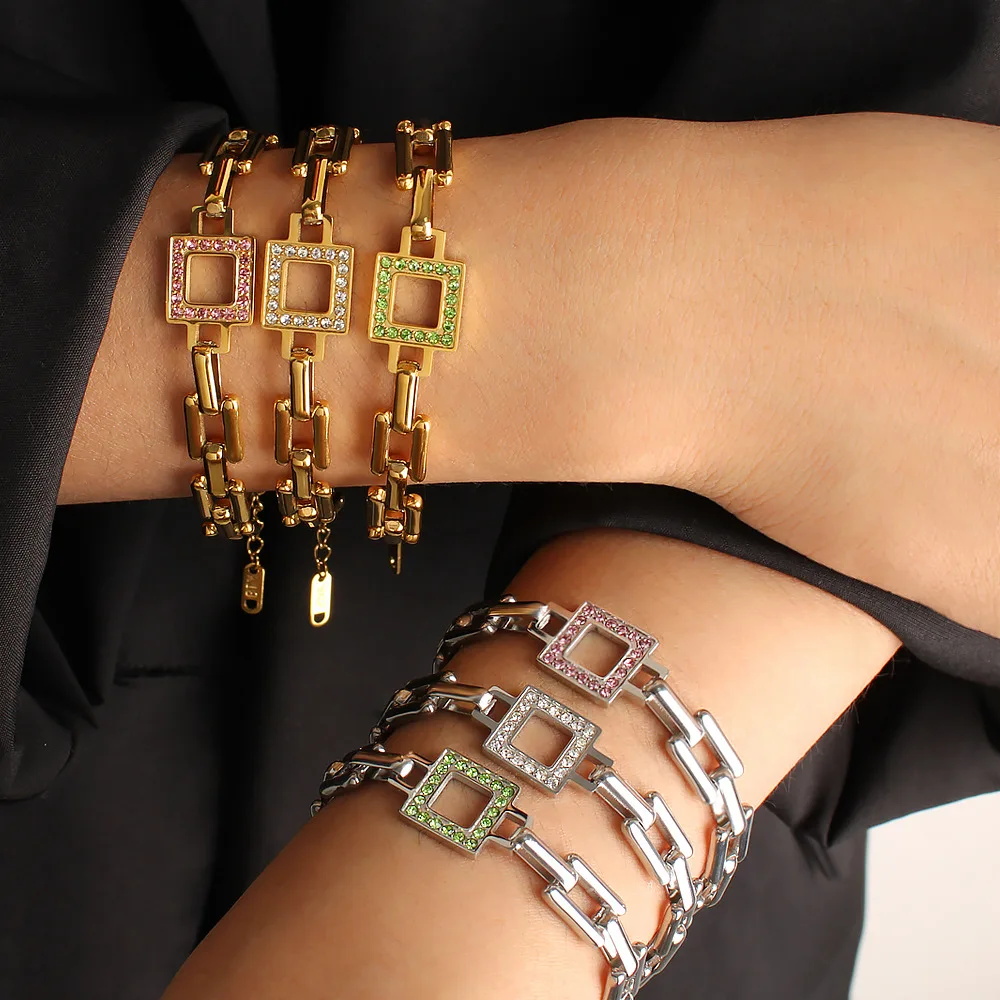 DIY accessories Autumn and winter light luxury stainless steel zircon bracelet niche design high-end women's fashion