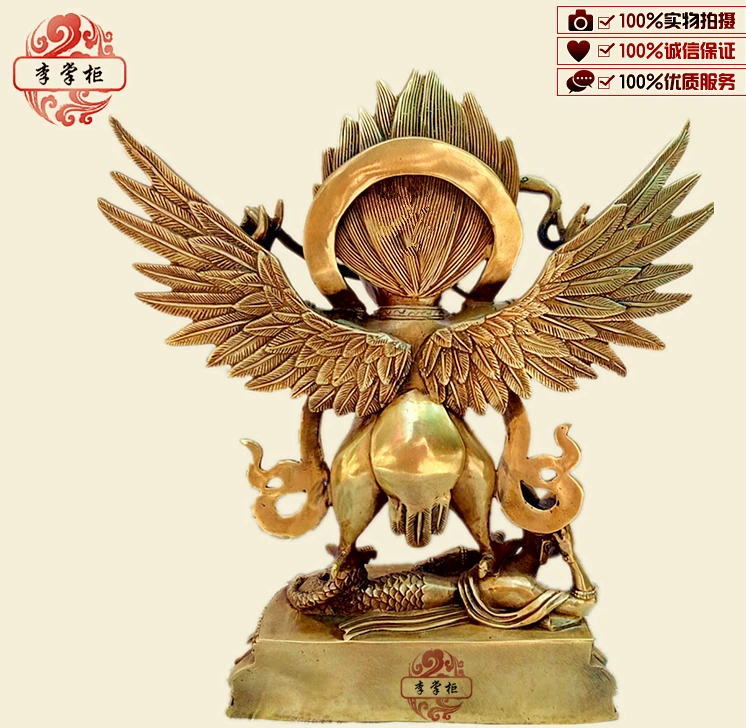 Tibetan Nepalese Tantra Dapeng Golden Winged Bird Pure Copper Thunderbolt Protector Bronze Statue 30CM/22CM