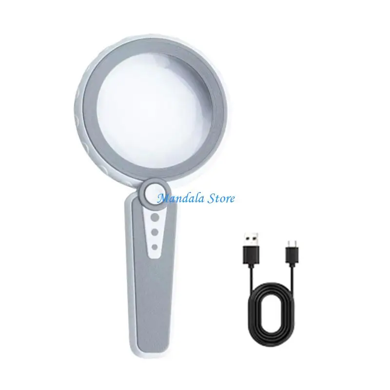 

U2JC Rechargeable Handheld Glass with LED Lighting, High Power Double Lens for Books, Elderly, Students, Craftsmen