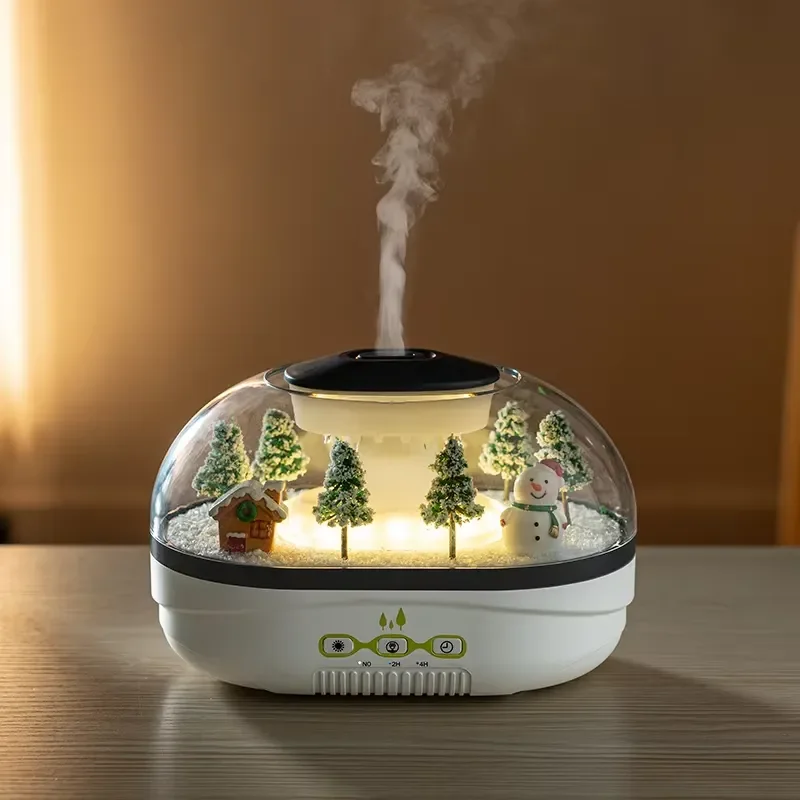 Ultrasonic Essential Oil Humidifier Snowman Raindrop Design LED Light Intelligent Cold Mist Aromatherapy Machine Microplant