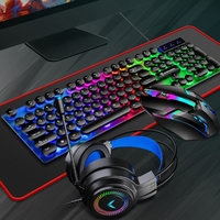 4-in-1 Gaming Keyboard Mouse Headset Combo 104 Keys Ergonomic Gamer Keyboard Game Mouse Gaming Stereo Headset Mouse Pad