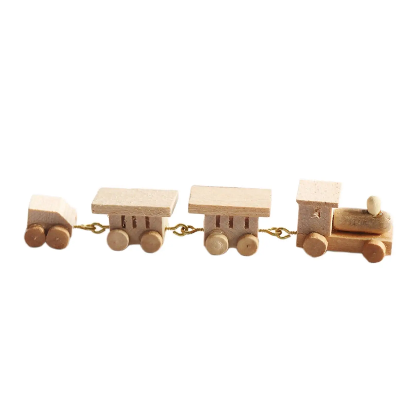 Conjunto de trem de simulação artesanal de brinquedo de trem de casa de bonecas de madeira 1/12 para