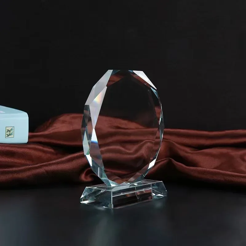 Crystal Glass Trophy Blank Season Commemorative Ornaments Company Awards Octagonal Decoration Crystal Trophy Medal Graduation
