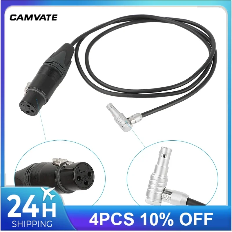 Conector de Cable de entrada de Audio CAMVATE (ángulo recto de 5 pines macho a XLR 3 pines hembra) para ARRI Alexa Mini (conector de 5 pines serie 00)