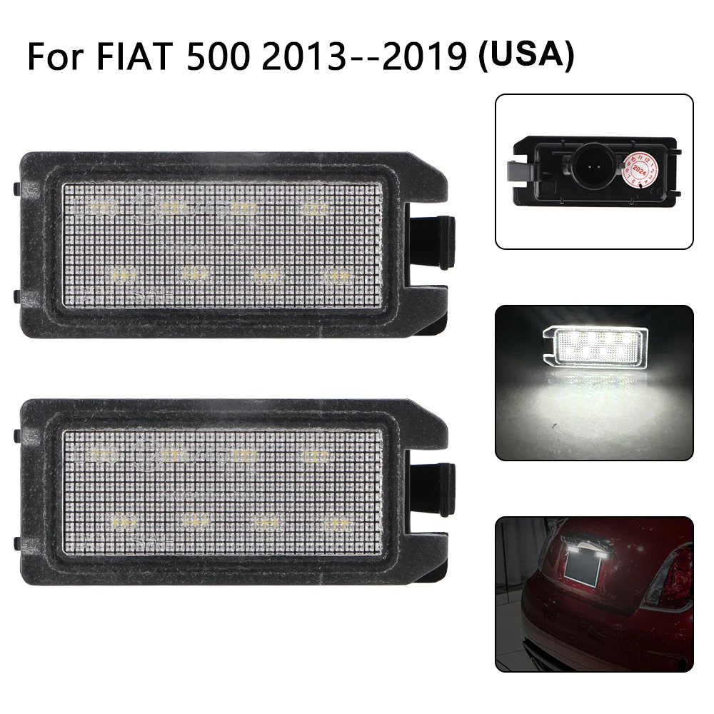 LED Interior License Lamp for FIAT 500C 2013--2019 5700K White 12V 0.17A 50000H LED License Number Plate Light Car Lamp 2Pcs