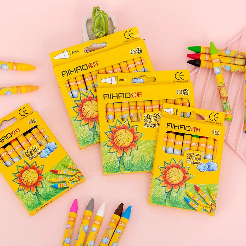 

Crayons Creative Cartoon 8/12 Colors Drawing Non-Toxic Oil Pastels Kids Student Pastel Pencils Art Supplies Student Crayon Set