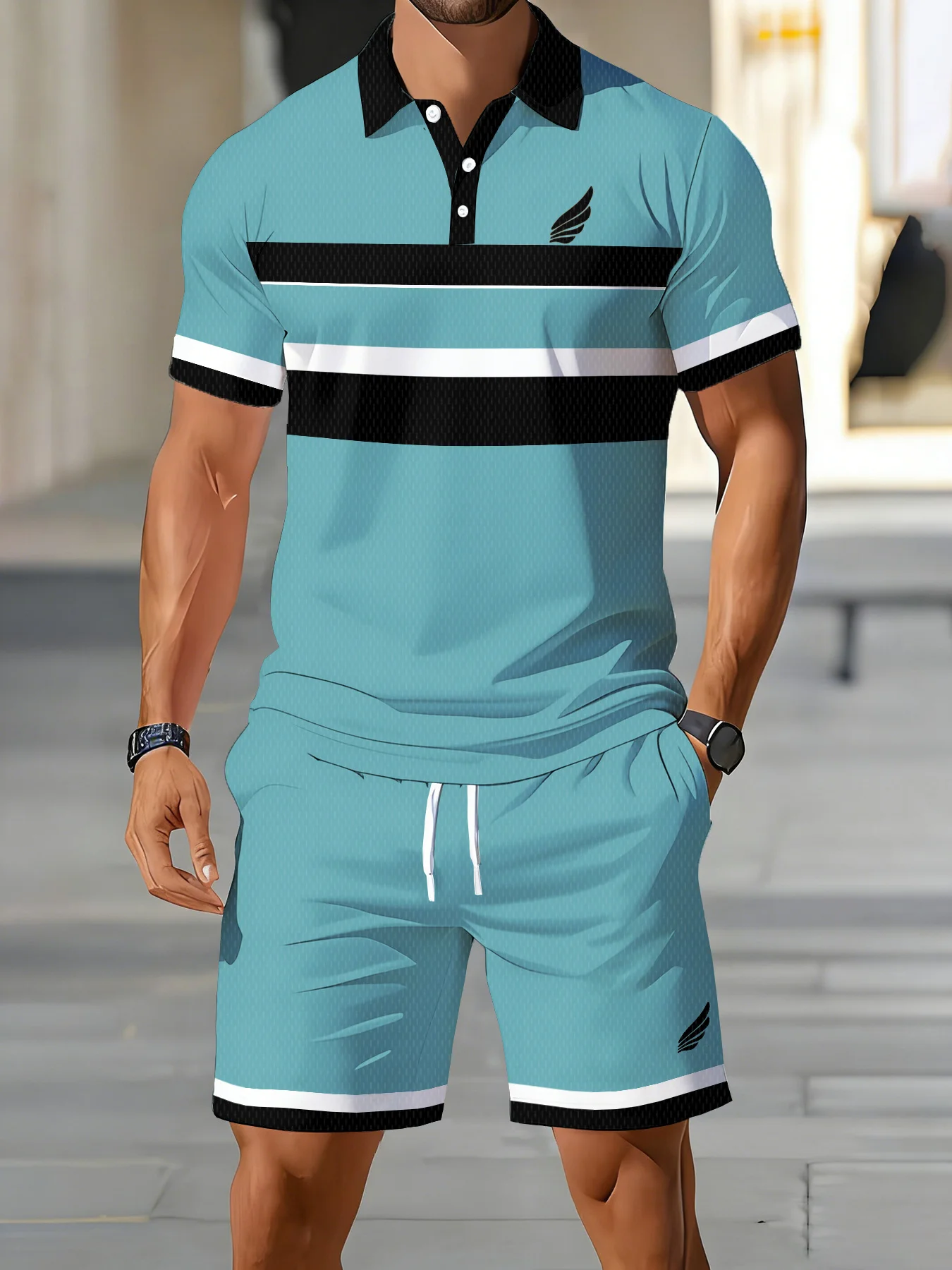 2026 Summer Men's Polo Shirt Set - 3D Printed Design Breathable Lightweight Comfortable Fashionable Outdoor Men's Clothing view 3