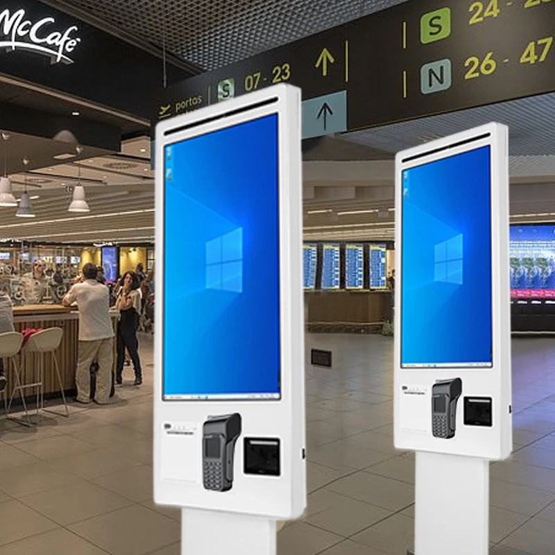 21.5 Inch Self Ordering Kiosk Floor Standing Touchscreen Auto Pay For Restaurant Mall Fast Service