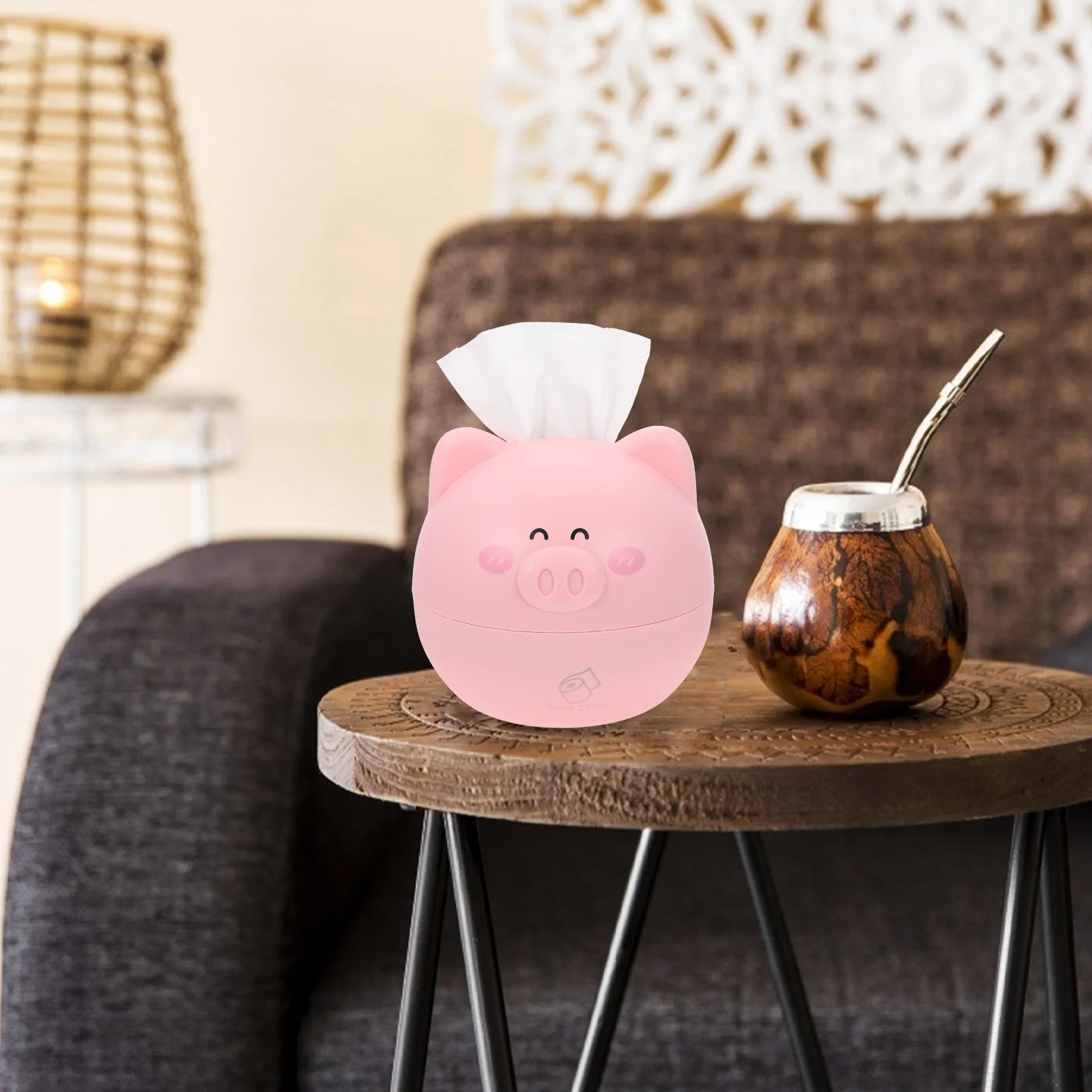 

1Pcs Desktop Tissue Box Pig Shaped Napkin Holder Large Capacity Decorative Tissue Container for Home Office Car