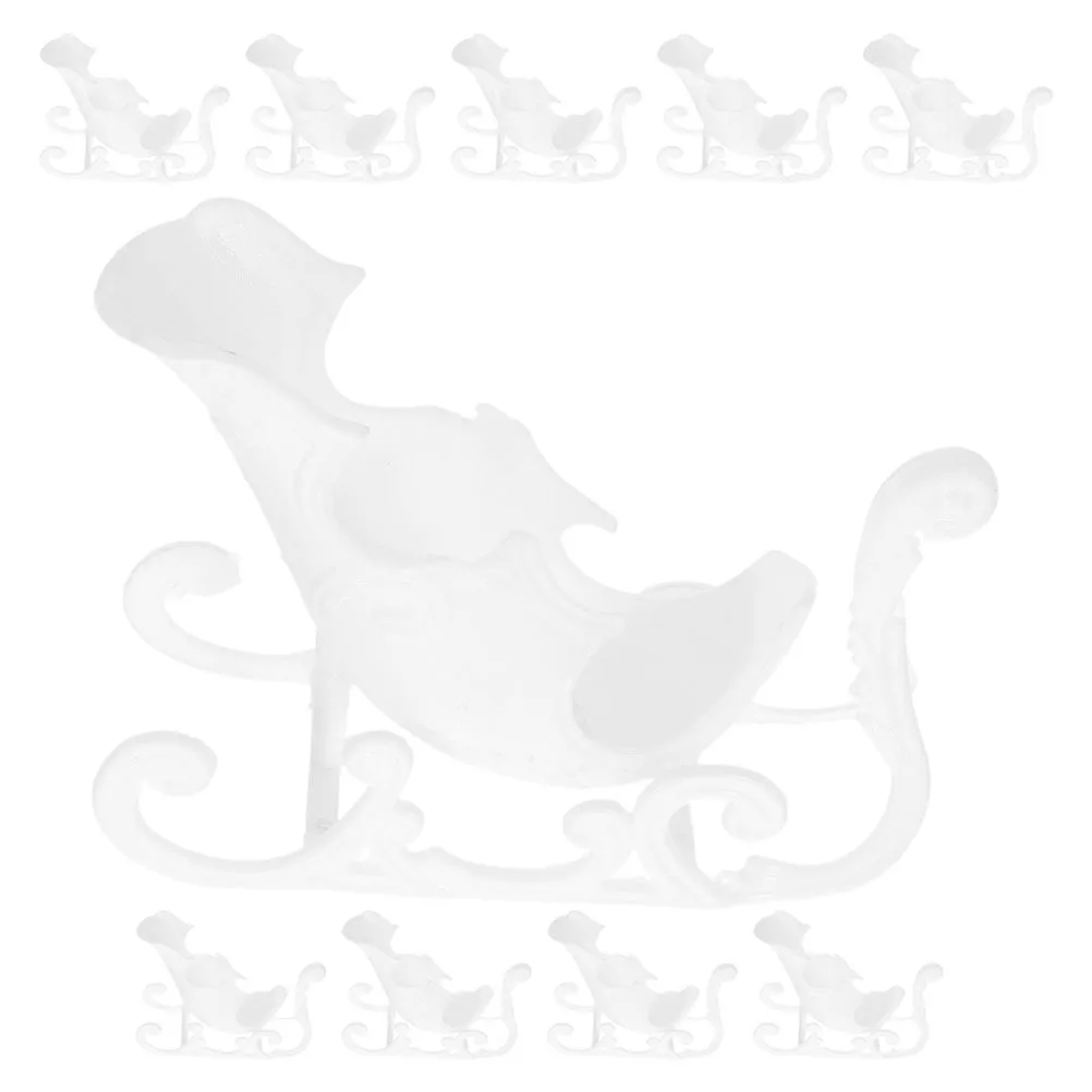 

10Pcs Christmas Tree Hanging Sleigh Miniature Santa Sleigh Centerpiece Xmas Party Decorations White Festive Ornament