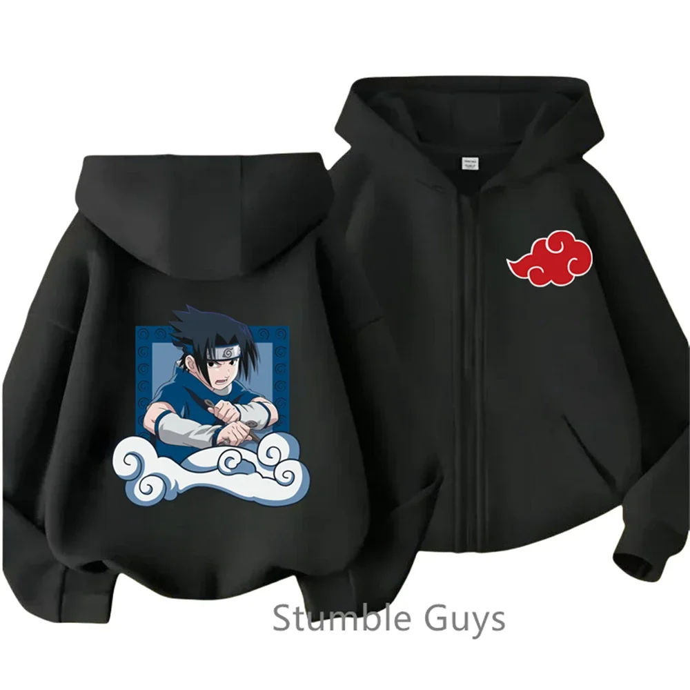 Anime Narutos Kids Zipper Hoodie Cartoon Print Autumn/Winter Long-sleeved Hooded Sweatshirt Casual Top for Boys and Girls