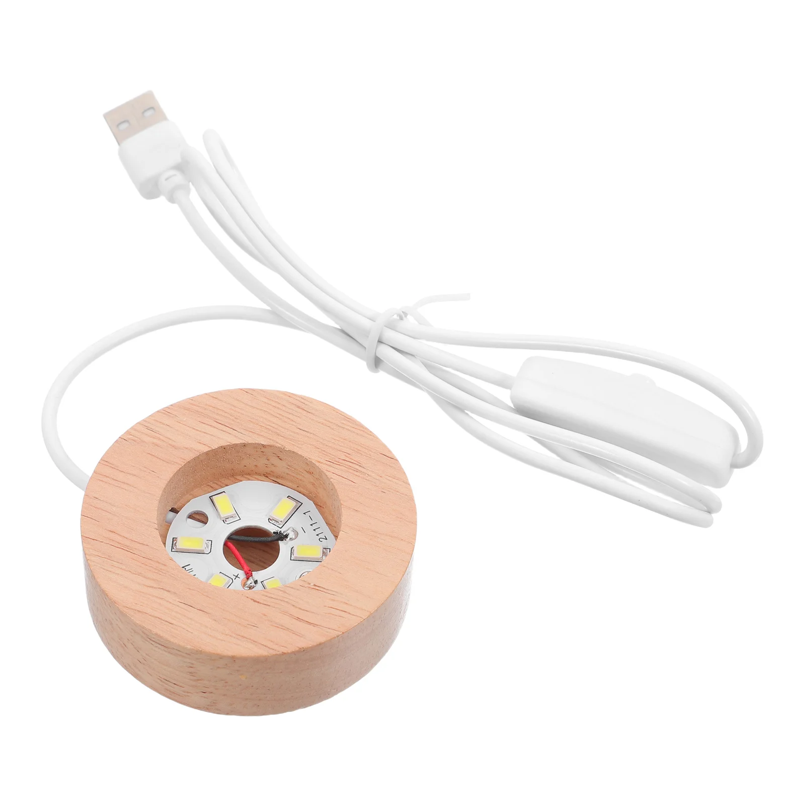

Round Wooden LED Light Base Crystal Display Illuminated Stand for Glass Art Jewelry Compact Nightlight Base for Home