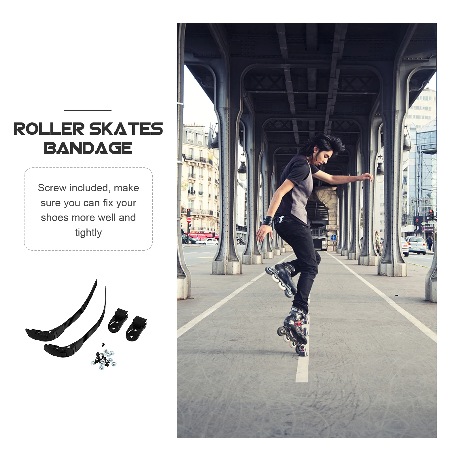 

Roller Skate PVC Buckles Skating Shoes Parts Roller Skates Straps Accessories Screws Included Adjustable Design